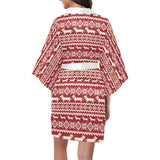 Dachshund Nordic pattern Women's Short Kimono Robe