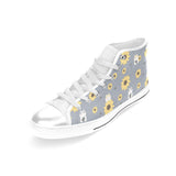 Cute hamster sunflower pattern background Women's High Top Canvas Shoes White