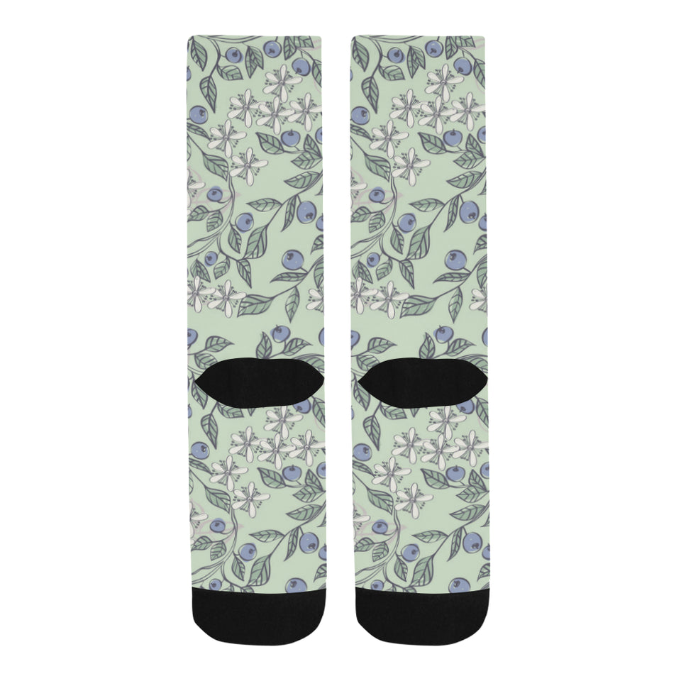 hand drawn blueberry pattern Crew Socks