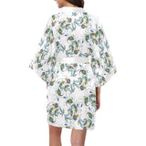 Peacock feather pattern Women's Short Kimono Robe