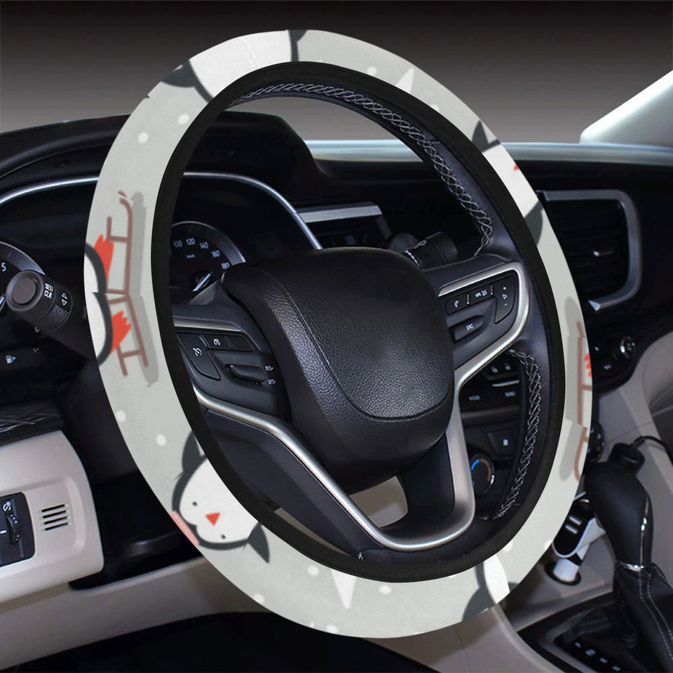 Cute Penguin christmas pattern Car Steering Wheel Cover