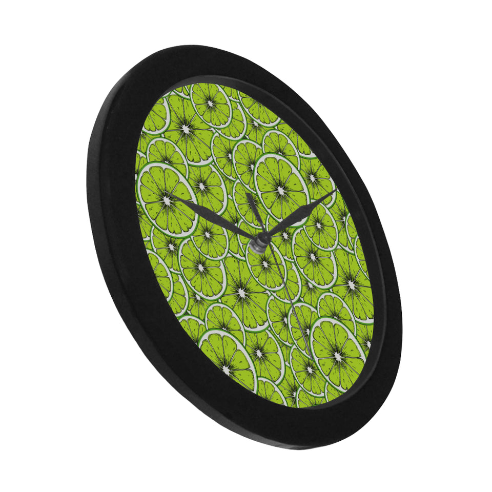 Slices of Lime design pattern Elegant Black Wall Clock