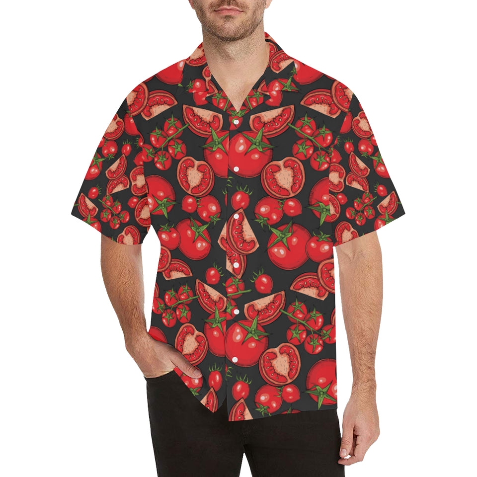 Tomato black background Men's All Over Print Hawaiian Shirt