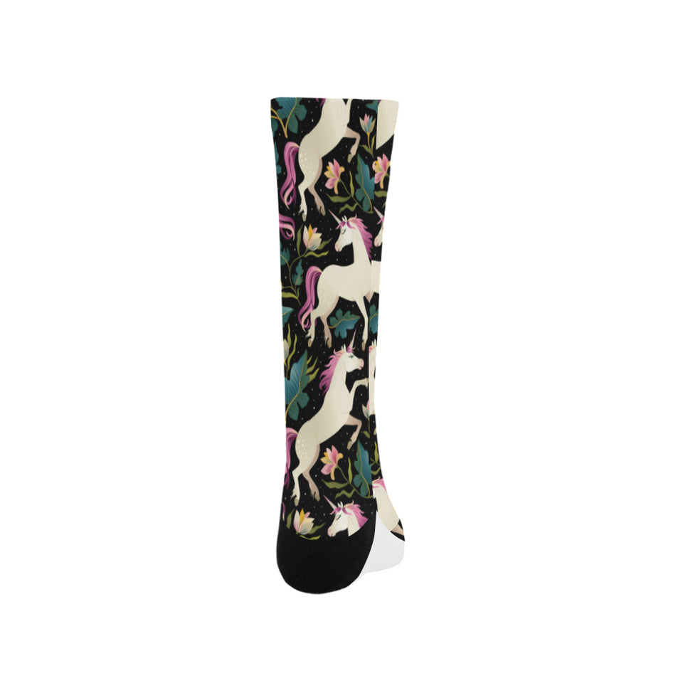 Unicorns forest background Crew Socks