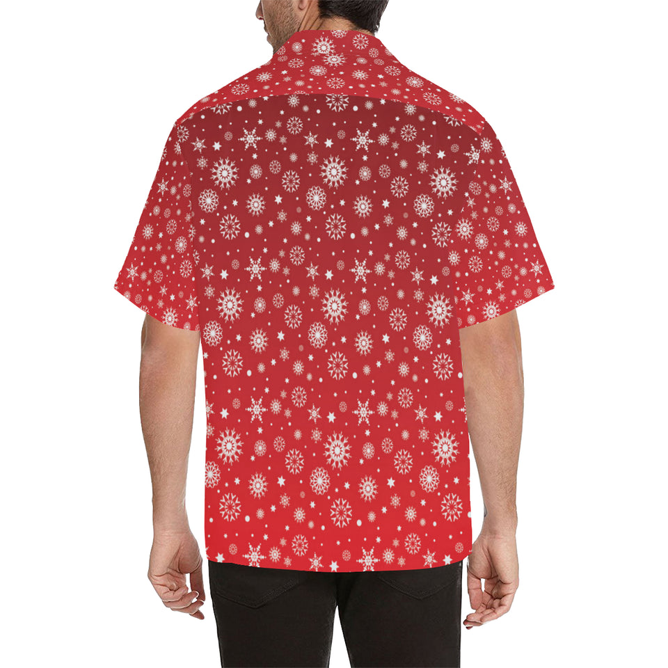 Snowflake pattern red background Men's All Over Print Hawaiian Shirt