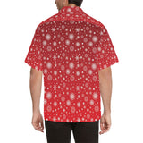 Snowflake pattern red background Men's All Over Print Hawaiian Shirt