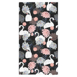 white swan blooming flower pattern Bath Towel