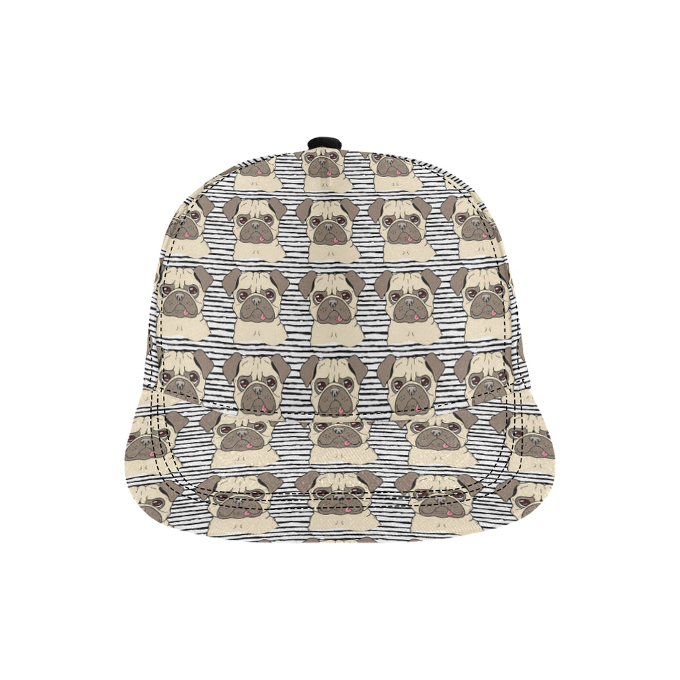 Happy pug pattern All Over Print Snapback Cap