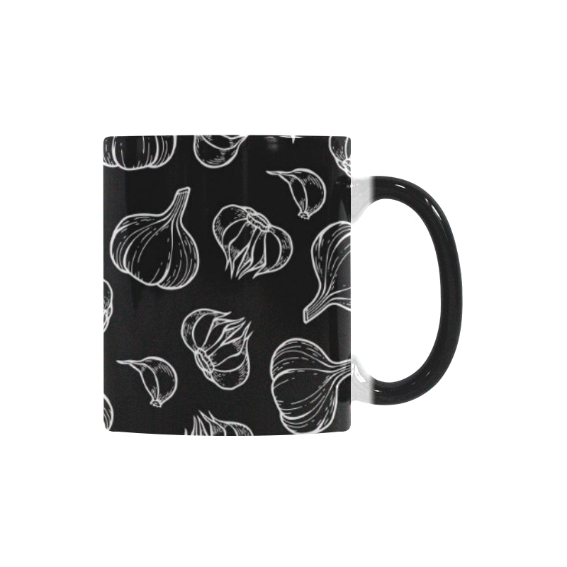 Garlic pattern black background Morphing Mug Heat Changing Mug