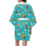 Hot Air Balloon Sky Pattern Women's Short Kimono Robe