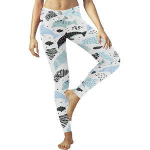 Cute dolphins Childish Style pattern Women's Legging Fulfilled In US