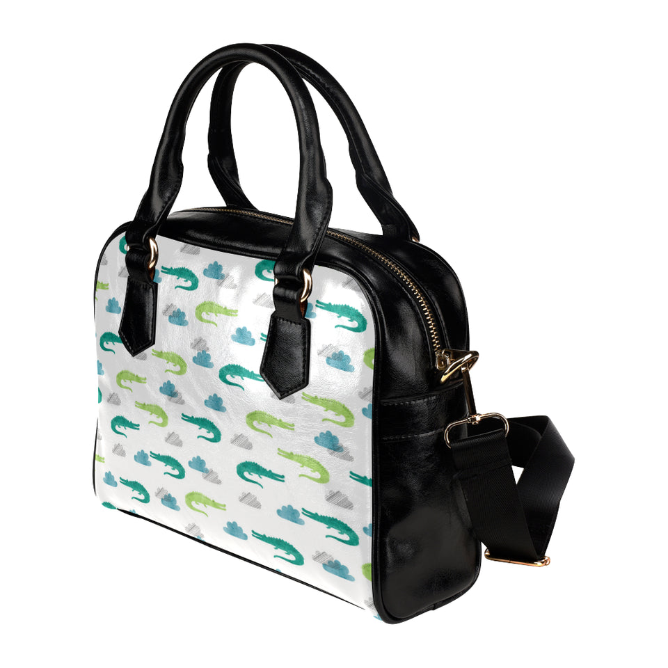 watercolor crocodile pattern Shoulder Handbag
