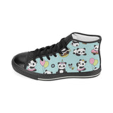 Cute baby panda pattern Women's High Top Canvas Shoes Black