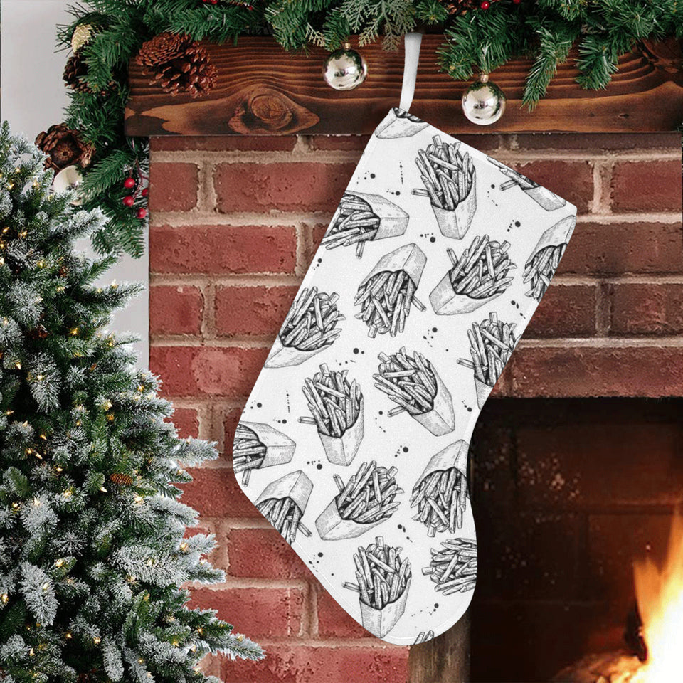 Hand drawn french fries pattern Christmas Stocking
