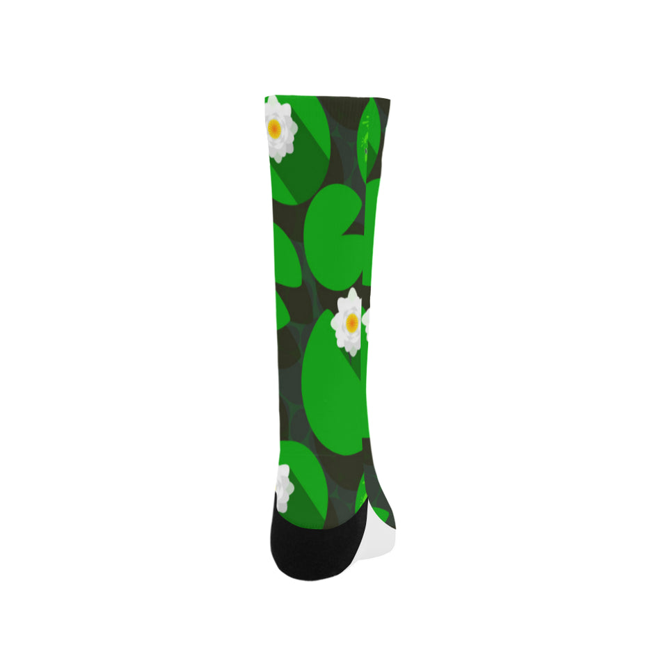 Frog waterlily pattern Crew Socks