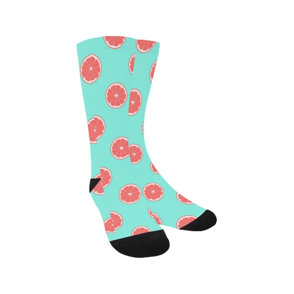 Grapefruit green background Crew Socks