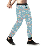 Cute rainbow clound star pattern blue background Unisex Casual Sweatpants