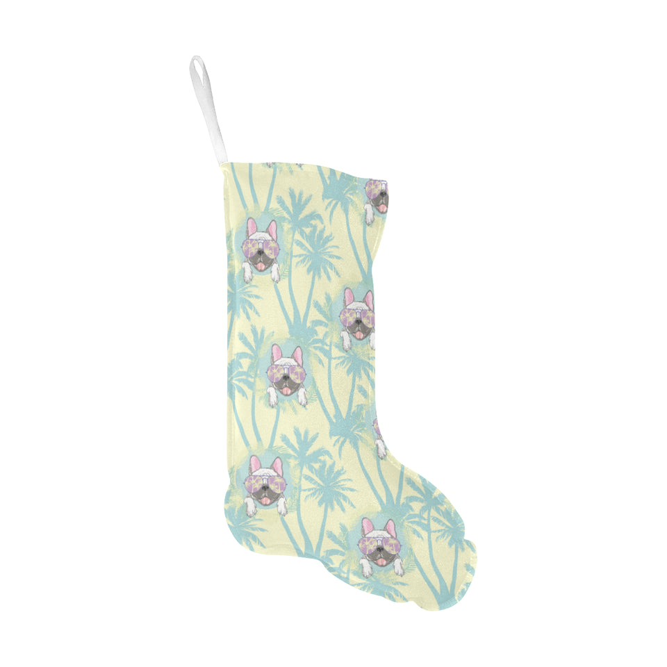 French bulldog hawaii blackground Christmas Stocking
