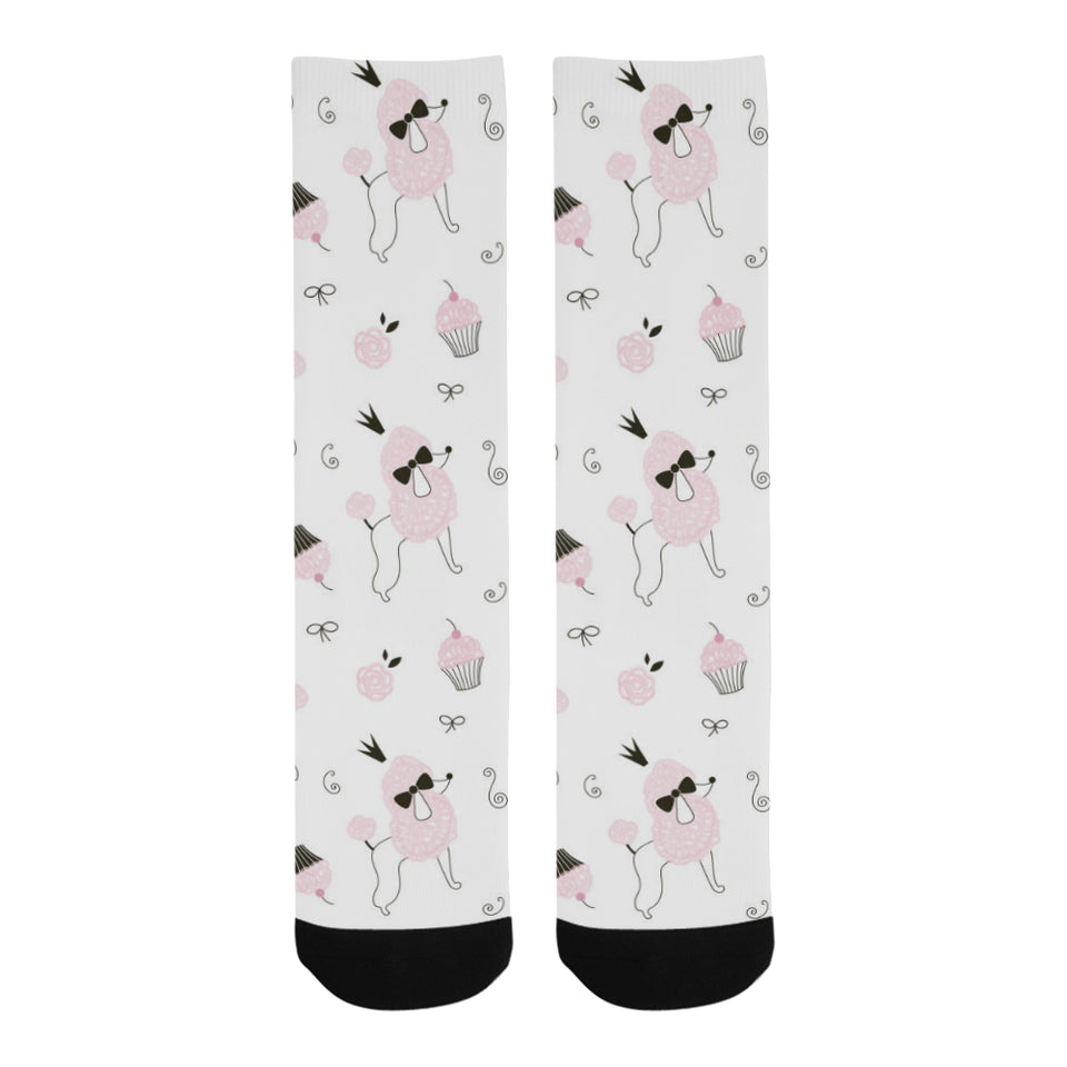 Poodle dog rose cake pattern Crew Socks