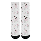 Poodle dog rose cake pattern Crew Socks