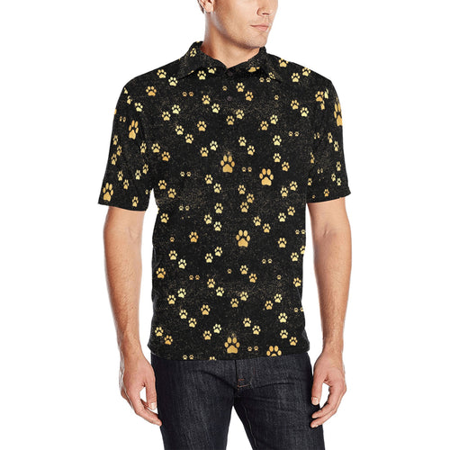 Dog Paws Pattern Print Design 05 Men's All Over Print Polo Shirt