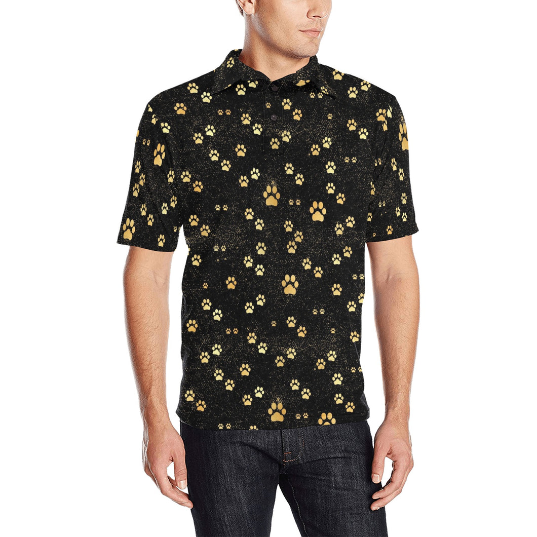 Dog Paws Pattern Print Design 05 Men's All Over Print Polo Shirt