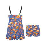 Clown Fish Pattern Print Design 04 Chest Sexy Pleated Two Piece Swim Dress