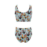 Rooster chicken cock snowfalke Chest Bowknot High Waisted Bikini Swimsuit