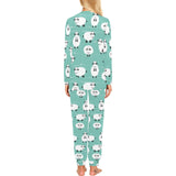 Cute sheep green background Women's All Over Print Pajama Set