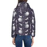 Chihuahua space helmet. astronaut pattern Women's Padded Hooded Jacket