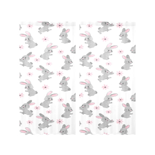 Watercolor cute rabbit pattern Gauze Curtain