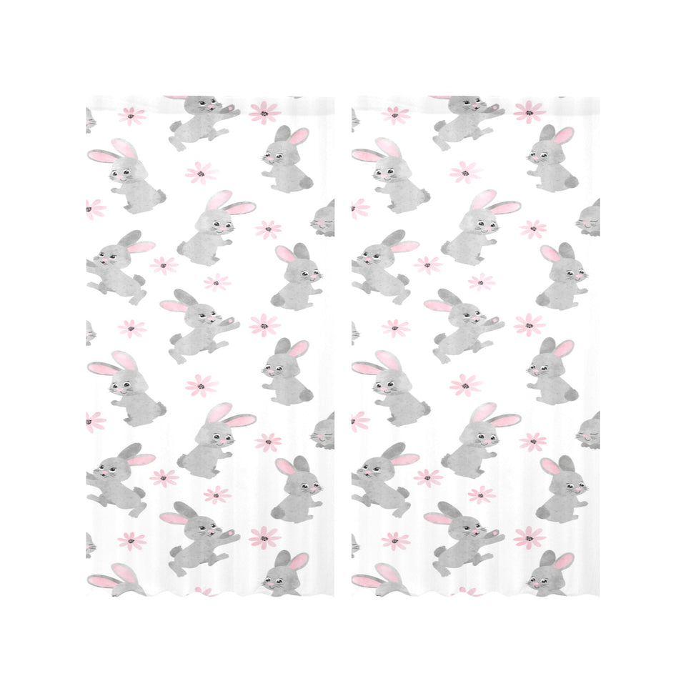 Watercolor cute rabbit pattern Gauze Curtain
