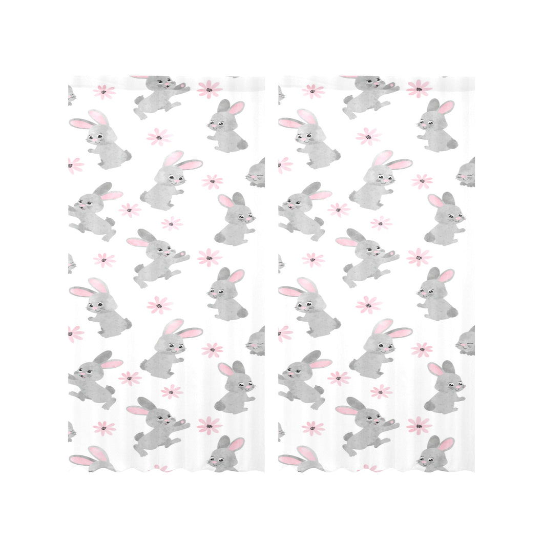 Watercolor cute rabbit pattern Gauze Curtain