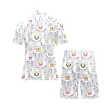 Cute Llama Alpaca pattern Men's V-Neck Short Pajama Set