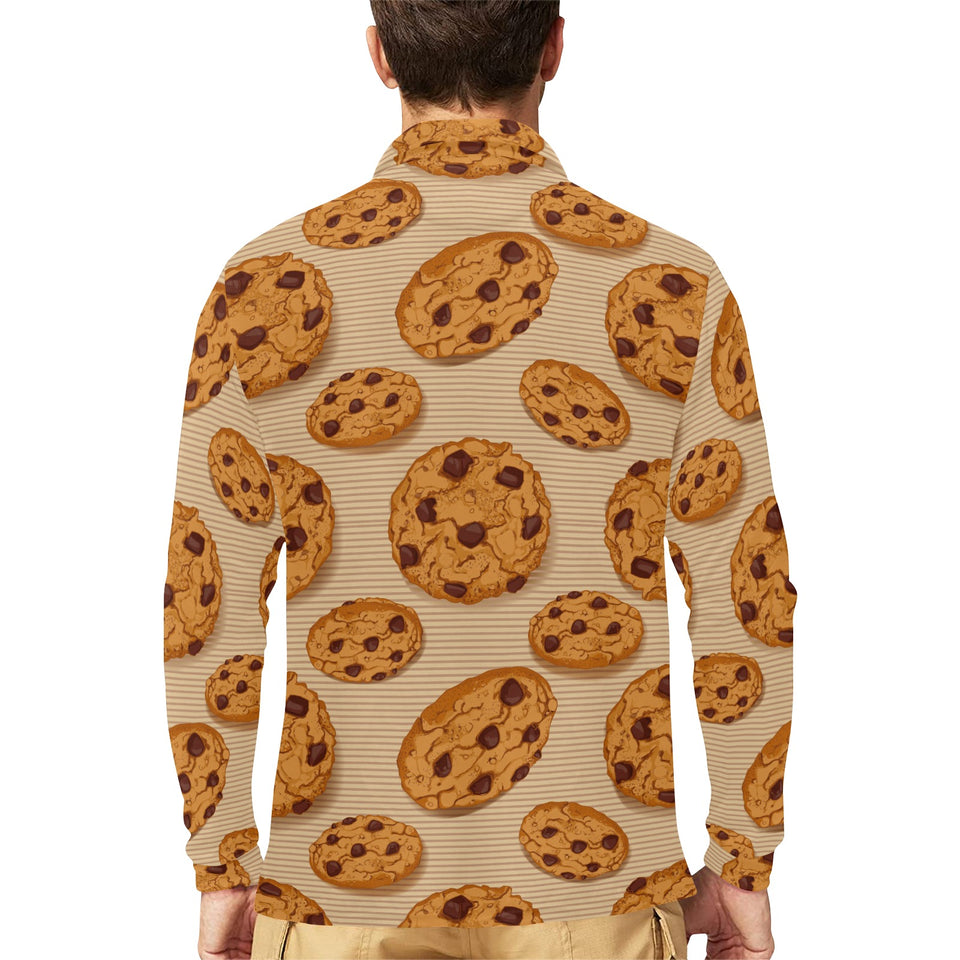 Cookie pattern Men's Long Sleeve Polo Shirt