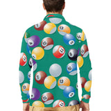 Billiard Ball Pattern Print Design 01 Men's Long Sleeve Polo Shirt