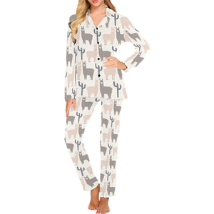 Llama Alpaca pattern Women's Long Pajama Set