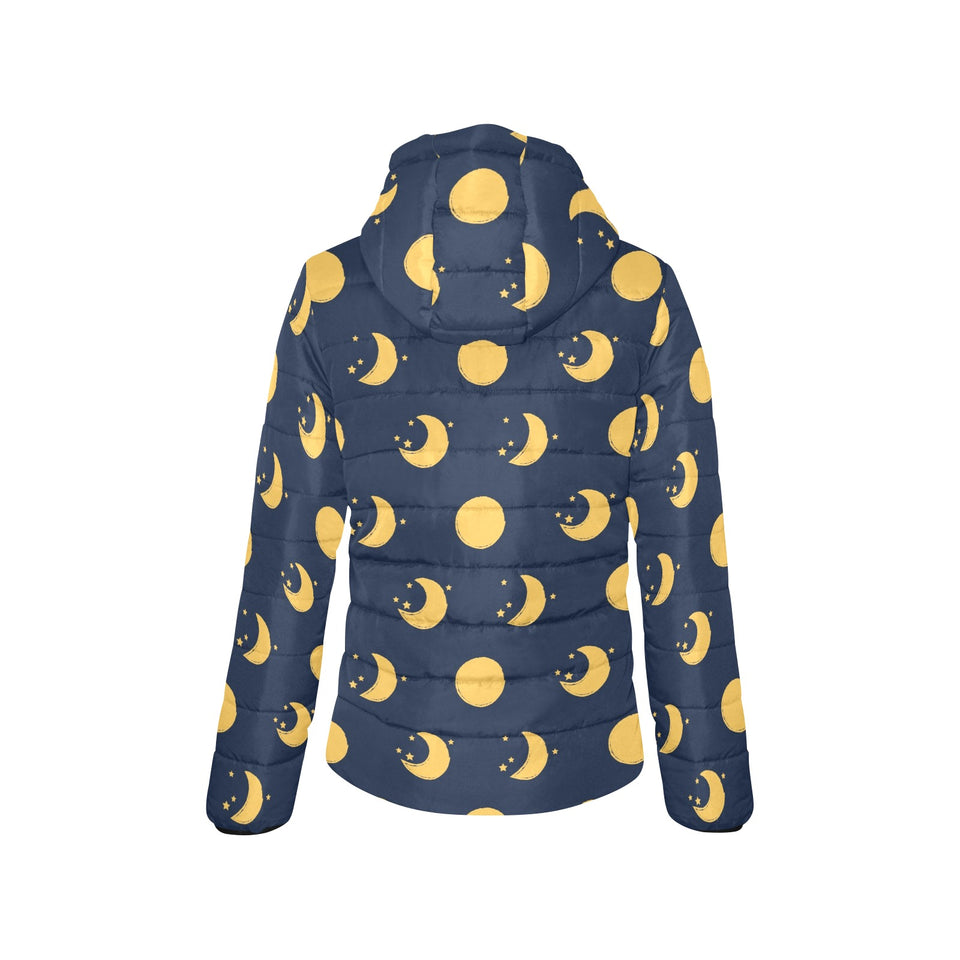 Moon star pattern Women's Padded Hooded Jacket