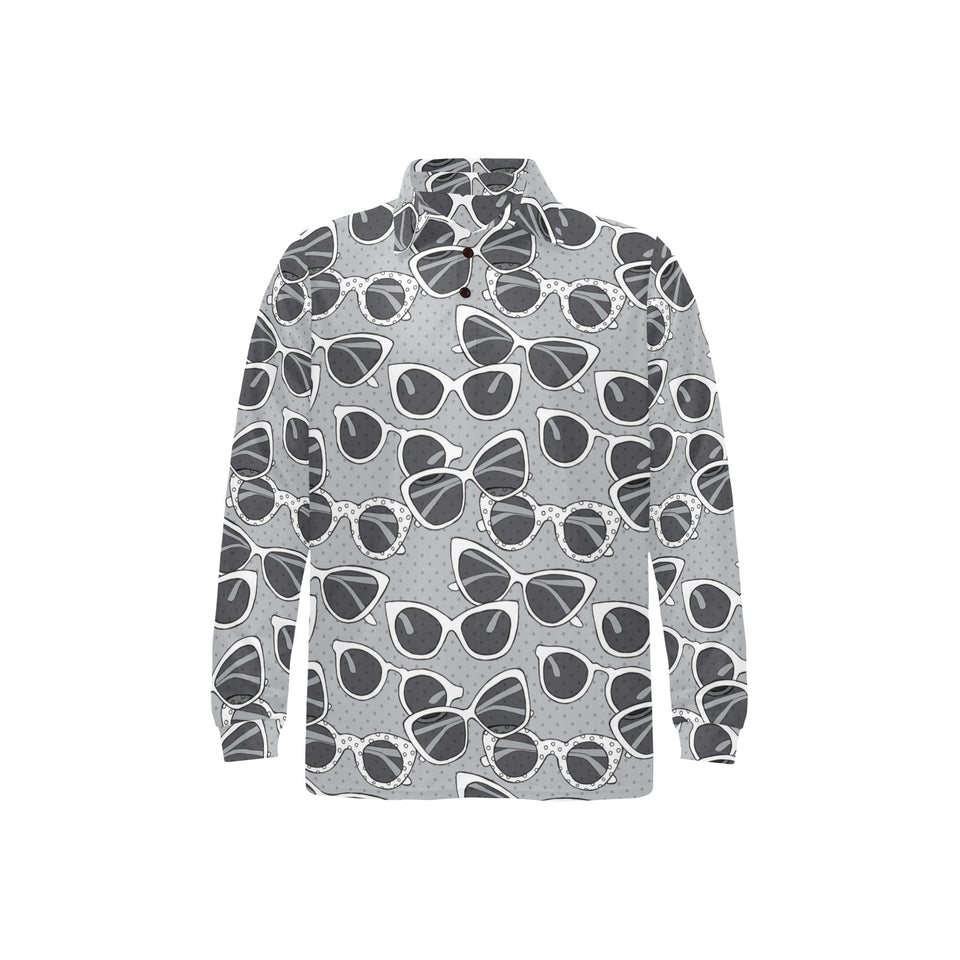 Sun Glasses Pattern Print Design 04 Men's Long Sleeve Polo Shirt