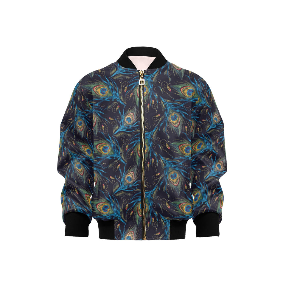 Beautiful peacock feather pattern Kids' Boys' Girls' Bomber Jacket