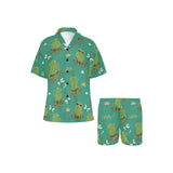 Cute frog dragonfly design pattern Women's V-Neck Short Pajama Set