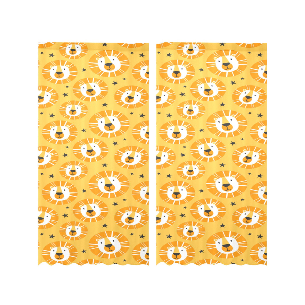 Lion Pattern Print Design 03 Gauze Curtain