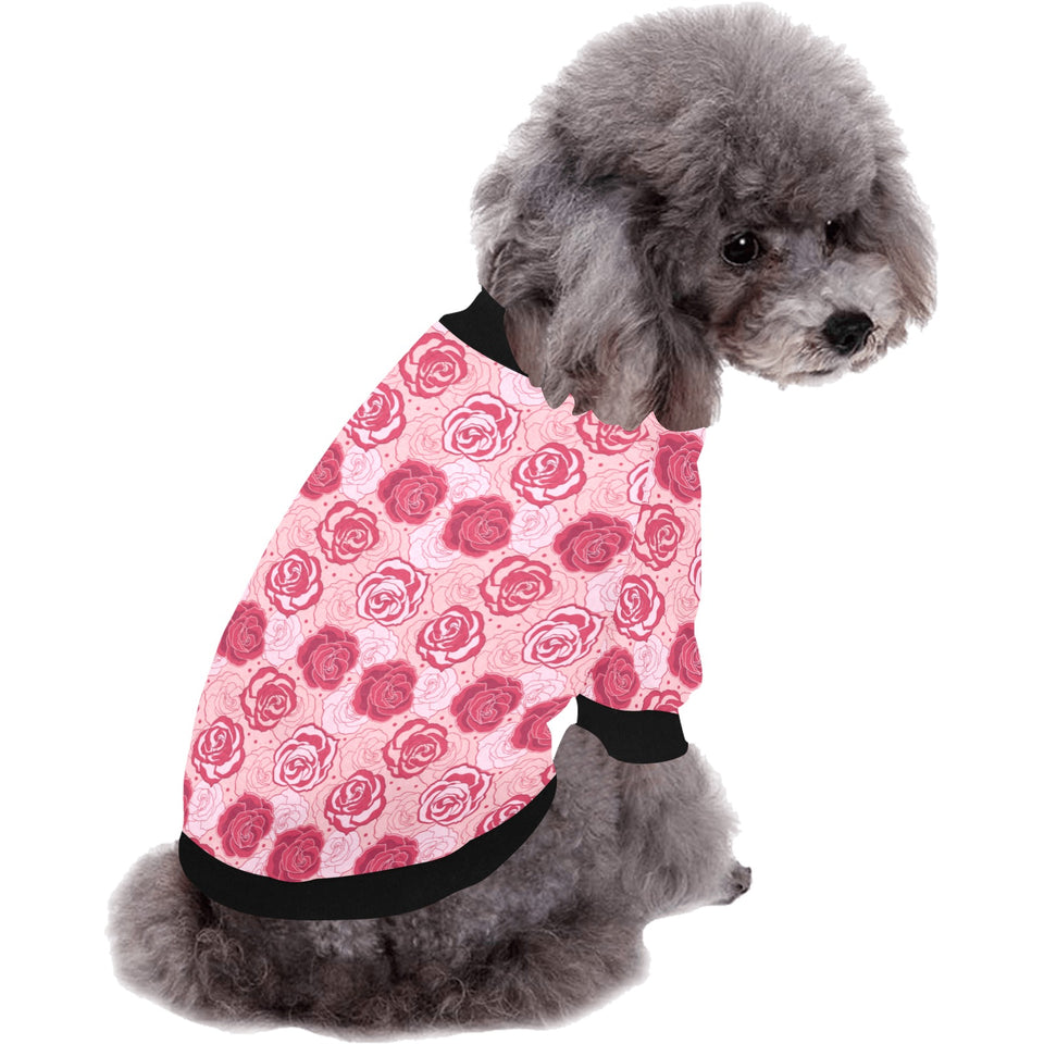 Rose Pattern Print Design 02 All Over Print Pet Dog Round Neck Fuzzy Shirt