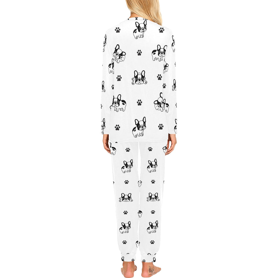 Cute french bulldog paw pattern Women's All Over Print Pajama Set