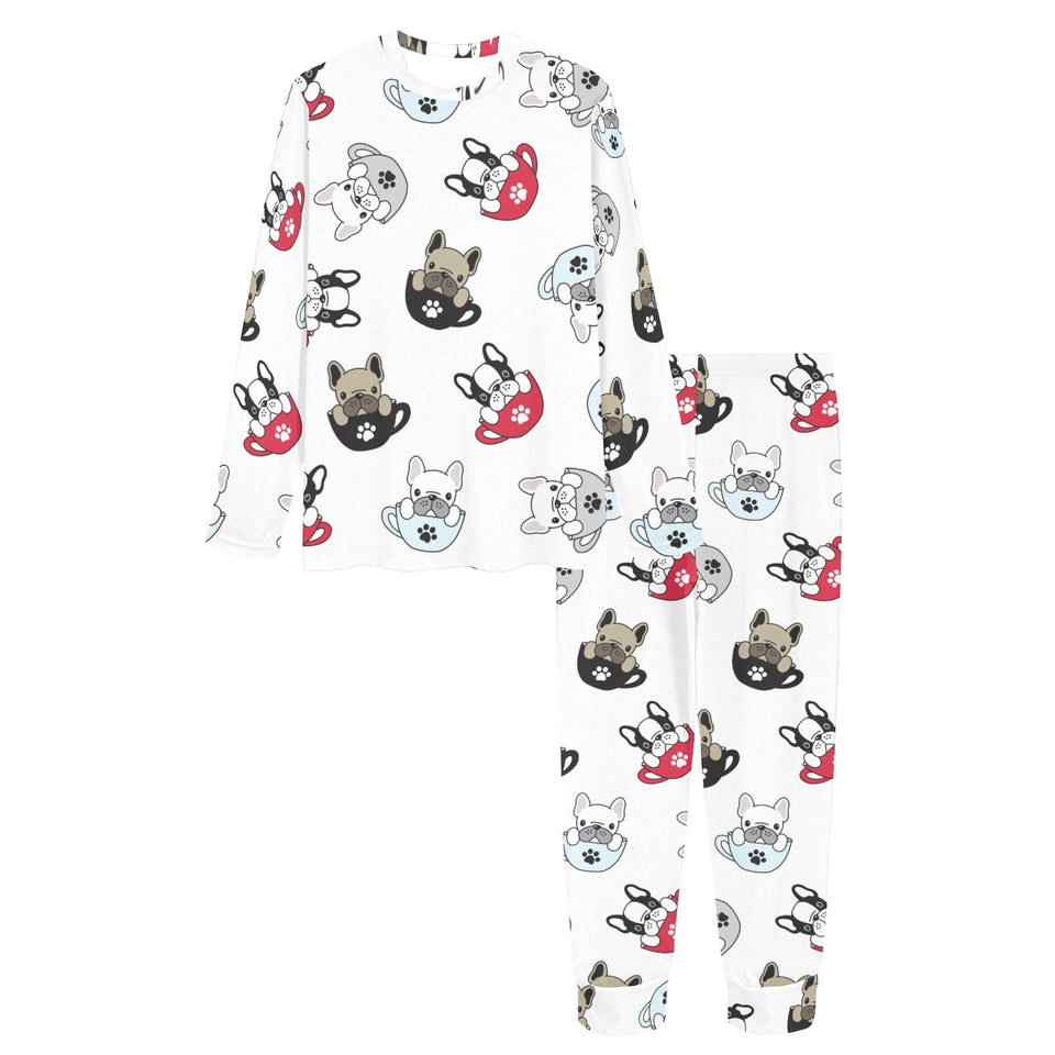 French bulldog cup paw pattern Women's All Over Print Pajama Set