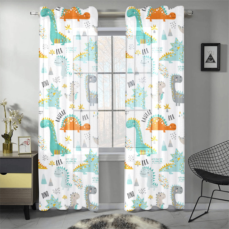 Cute funny kids dinosaurs pattern Gauze Curtain