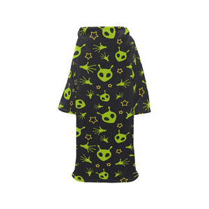 Alien Pattern Print Design 02 Blanket Robe with Sleeves