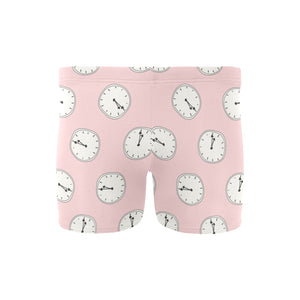 Clock pattern pink blackground Men's Swimming Trunks