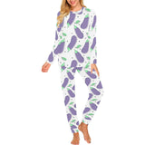 Eggplant Pattern Print Design 05 Women's All Over Print Pajama Set