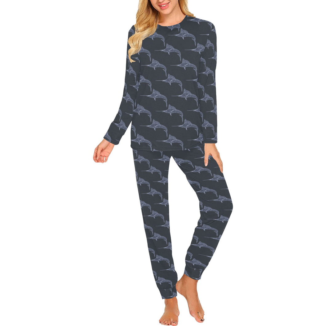 Swordfish Pattern Print Design 03 Women's All Over Print Pajama Set